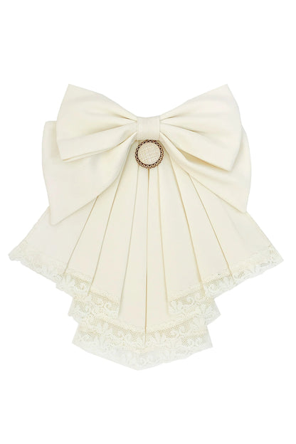 Western-style College Vest Skirt + Puff Sleeve Shirt + Big Ribbon + Brooch