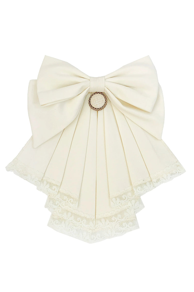 Western-style College Vest Skirt + Puff Sleeve Shirt + Big Ribbon + Brooch