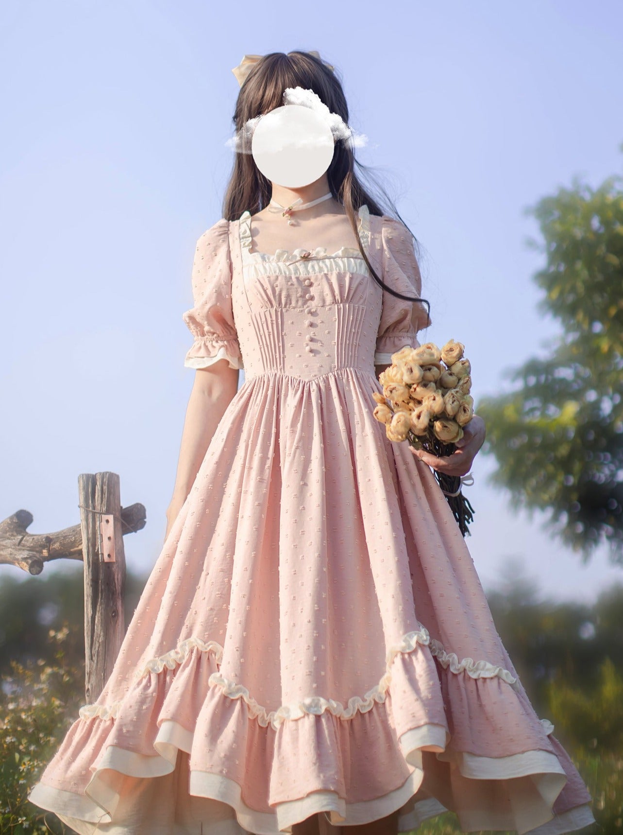 French Girly Retro Dress + Apron + Head Scarf