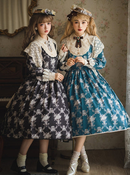 [pre-order] Antique Flower Wall Lolita Retro Cake Pendant Dress