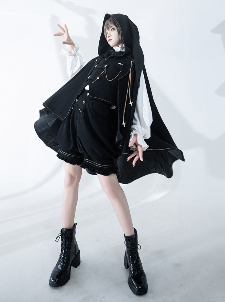 Dark Prince Hooded Cape + Rabbit Hooded Vest + Pumpkin Pants + Ruffle Shirt + Big Waist Ribbon [pre-order]
