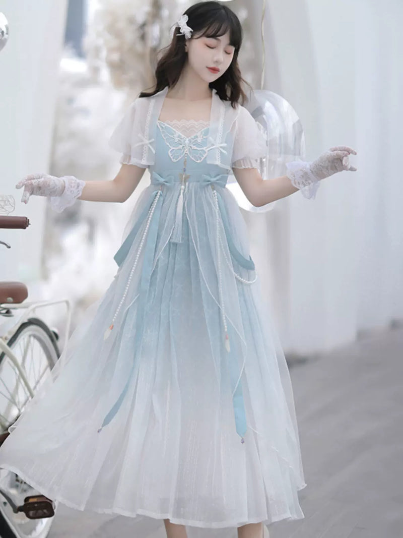 Fantasy Butterfly Lolita Chinese-style Gradient Dress Set