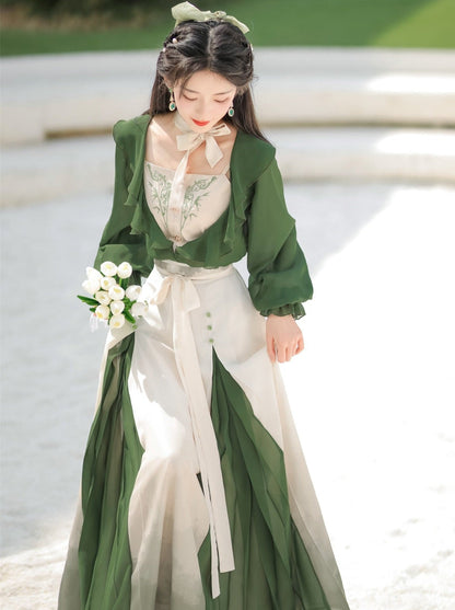 Lolita Chinese-style Top + Camisole + Long Skirt + Ribbon