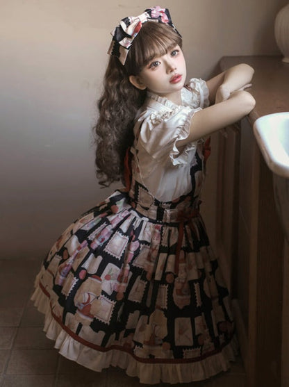 Lace-up Lolita Blouse + Suspender Lolita Dress