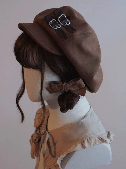 Brown Leather Buckle Casquette