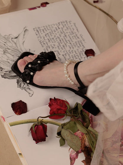 Black Rose Pearl Sandals