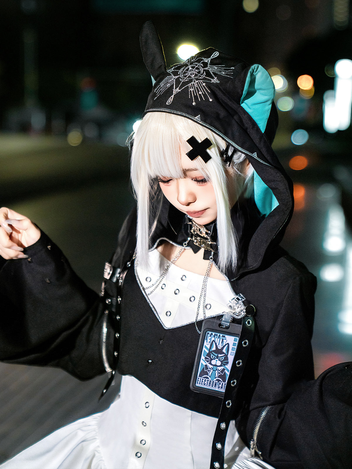 [pre-order] Daily Gothic Retro Punk Style Hooded Jacket + Pleated Jumper Skirt