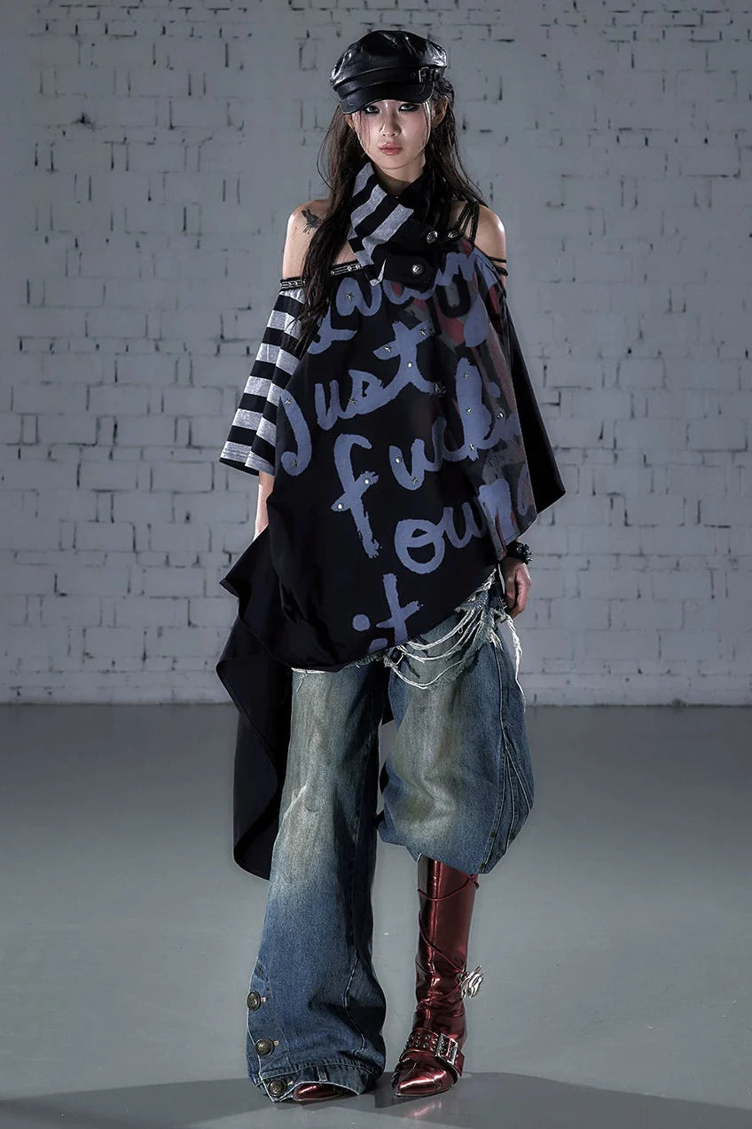 Asymmetrical Patchwork Cape Top