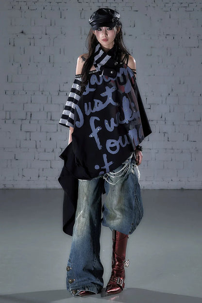 Asymmetrical Patchwork Cape Top