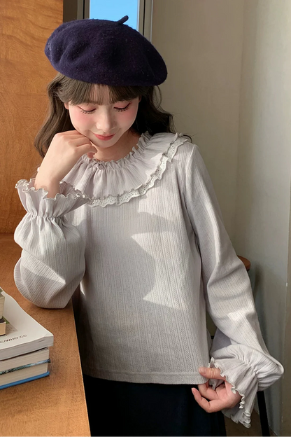 Frill Collar Retro Sweet Top