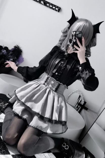 [pre-order] Lace Ruffle Collar Shirt Skirt Set