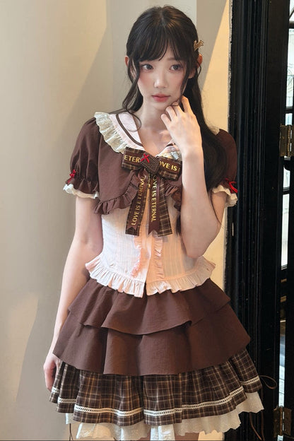 Strawberry Cocoa Doll Collar Top + Skirt