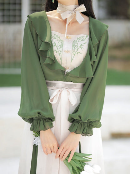Lolita Chinese-style Top + Camisole + Long Skirt + Ribbon
