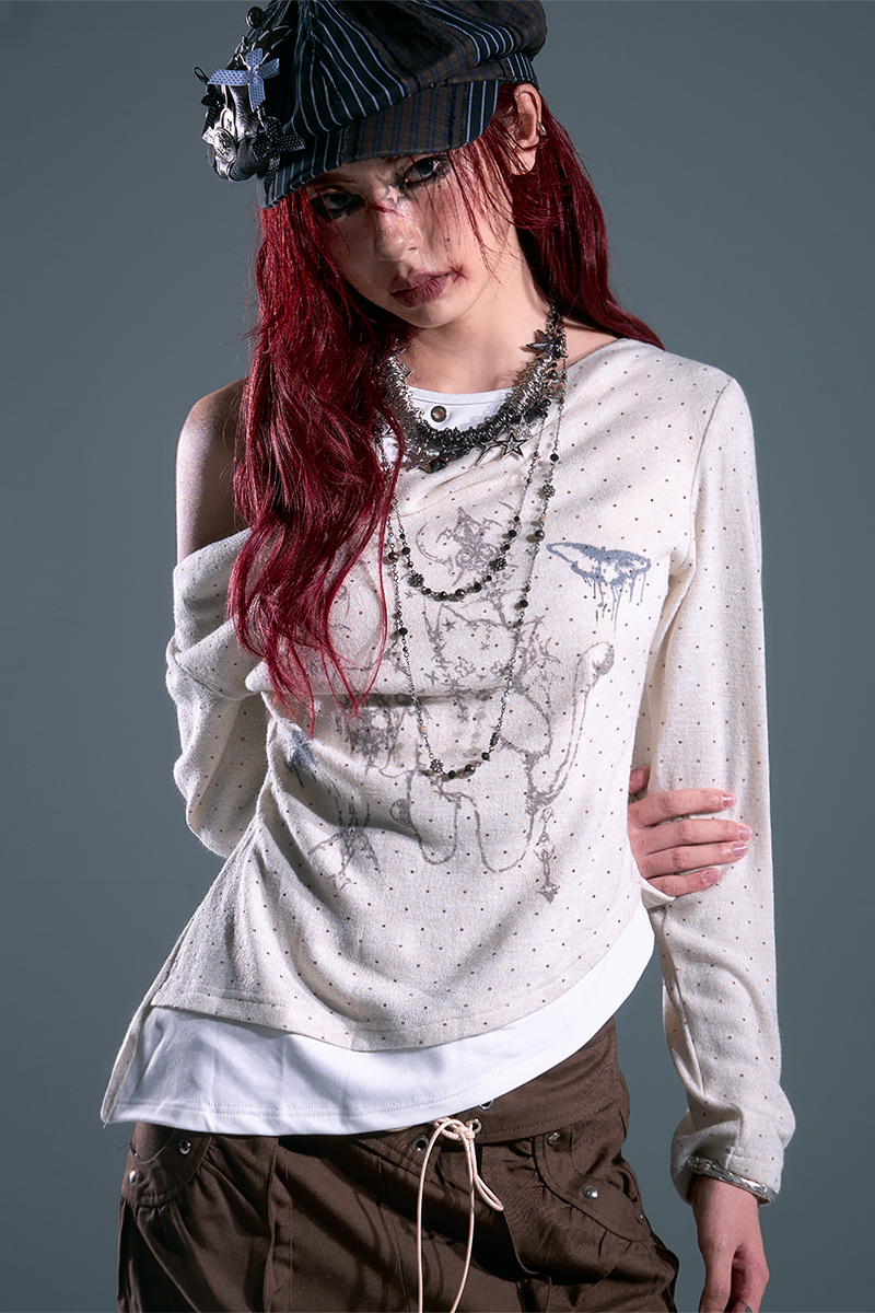 Punk Dot Lost Garden Asymmetric Top