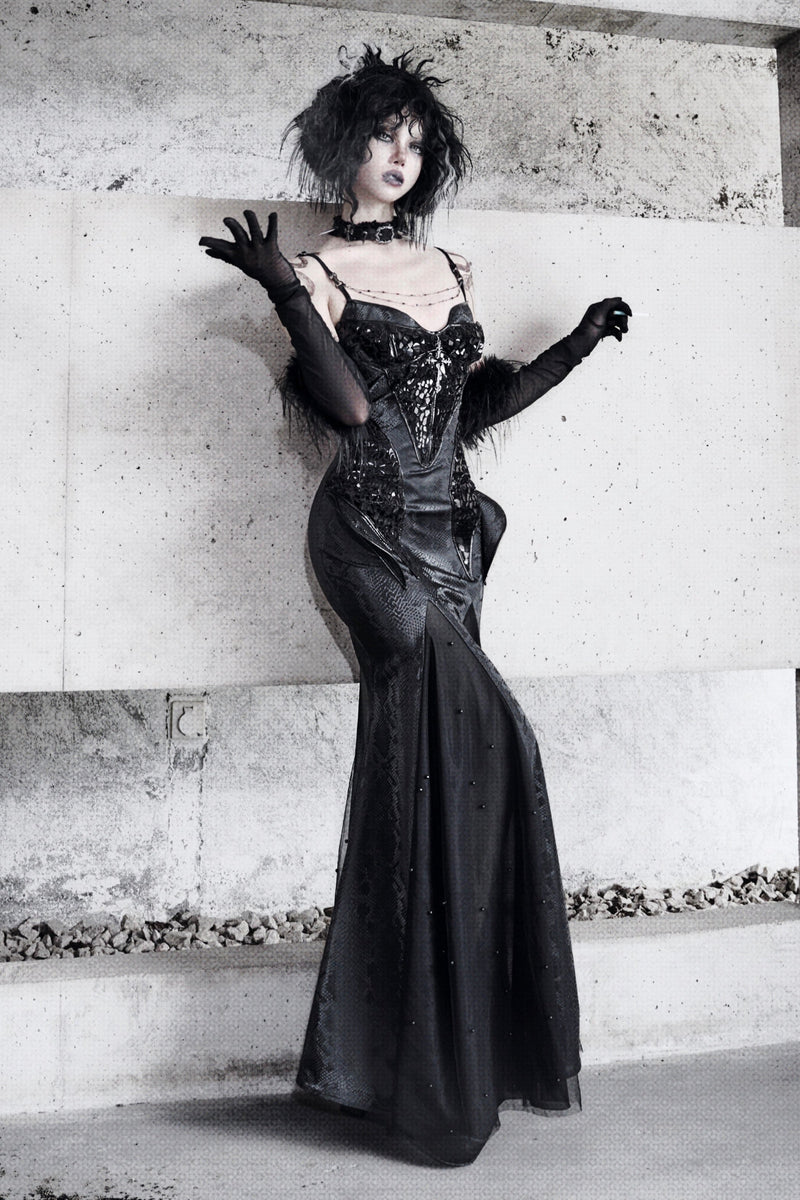 [pre-order] Snake Eyeshadow Dark Mode Dress + Mesh Gloves