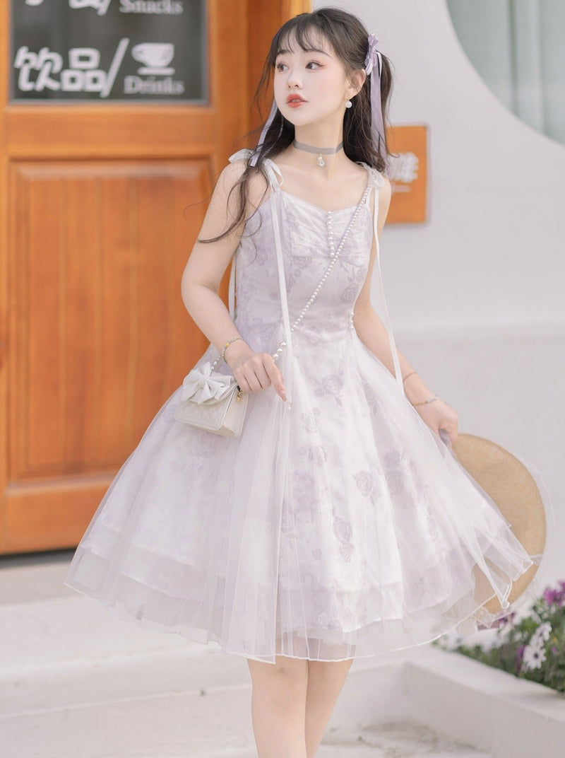 Sweet Purple Top + Flower Camisole Skirt