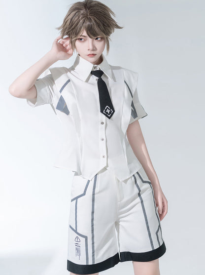 Virtual Military Cool Handsome Shirt Short Pants Cape Set