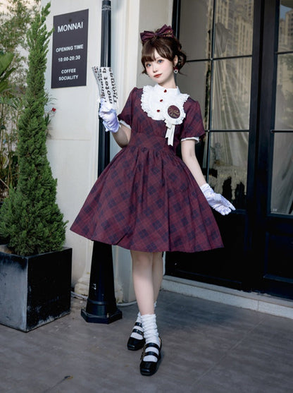 Retro Girl Plaid Lolita Dress