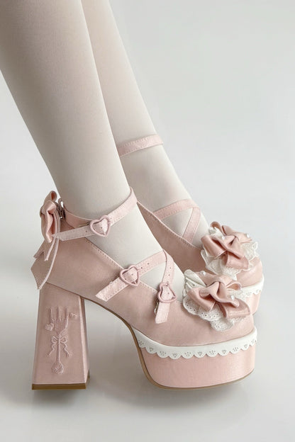 Sweet Ruffle Ribbon Lolita Shoes