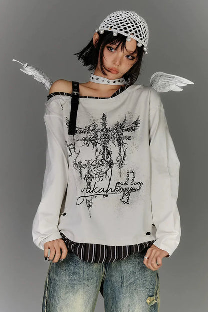 Subculture One Shoulder Loose Top