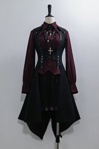 Red Black 4.0 Retro Dark Long Vest Prince Set
