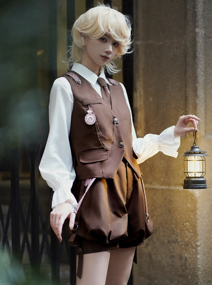 Detective Boy Vest + Ruffle Blouse + Balloon Pants