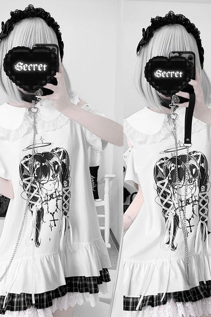 Subculture Print Off Shoulder Tie Dress