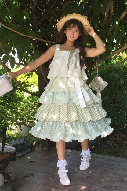 [pre-order] Tiered Ruffled Sleeveless Dress + Ribbon