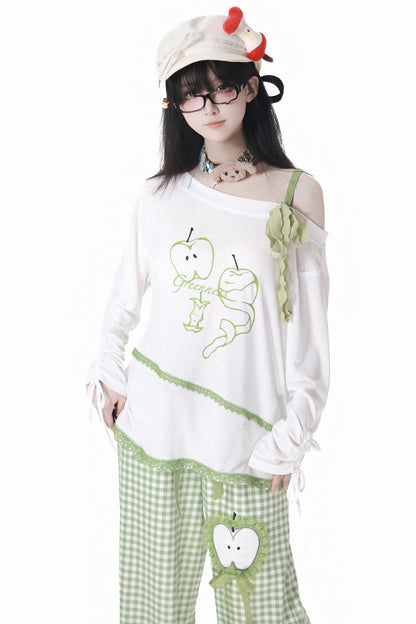 Blue Apple Vibe Top + Suspender Skirt + Wide Pants