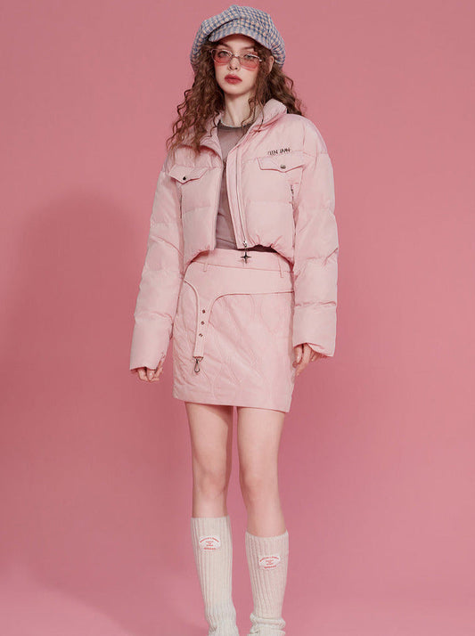 Duck Down Short Jacket + Skirt Set