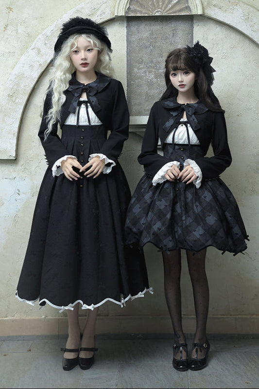 Silent Black Lady Lolita Princess Jumperskirt + Cropped Top