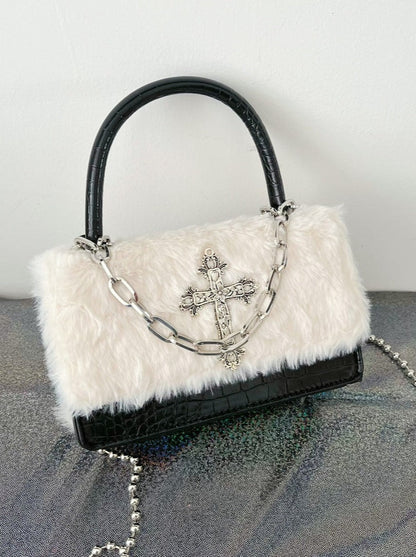 Original Gothic Cross Fur Chain Mini Bag
