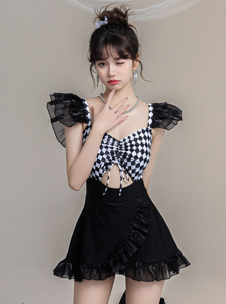 Mode Ruffle Design One Piece Swimsuit