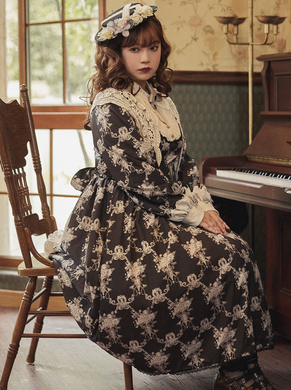 [pre-order] Antique Flower Wall Lolita Retro Cake Pendant Dress