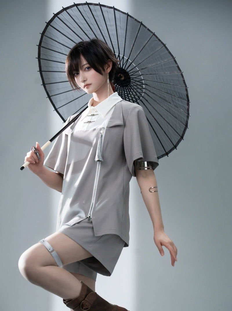 Chinese-style Mode Summer Top + Shorts