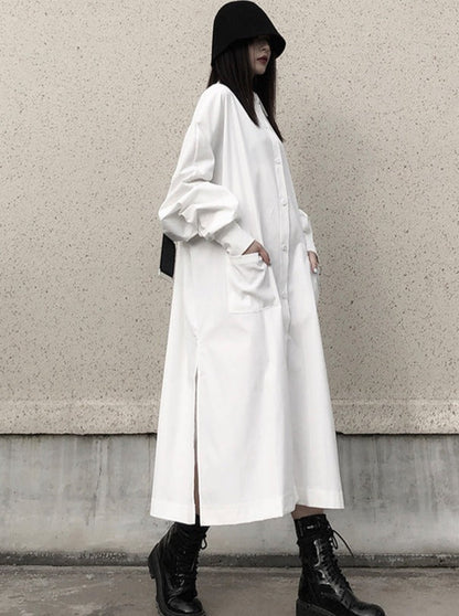 Dark Style Design Mid Length Shirt Dress