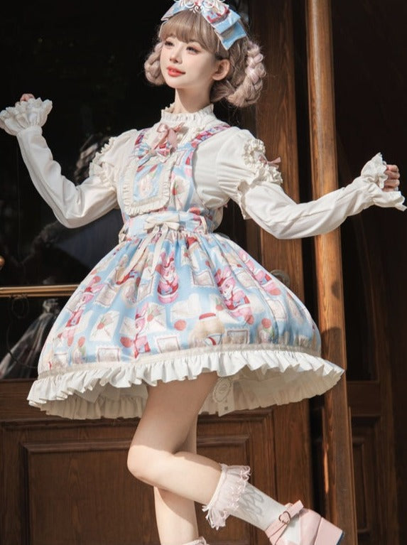 Lace-up Lolita Blouse + Suspender Lolita Dress