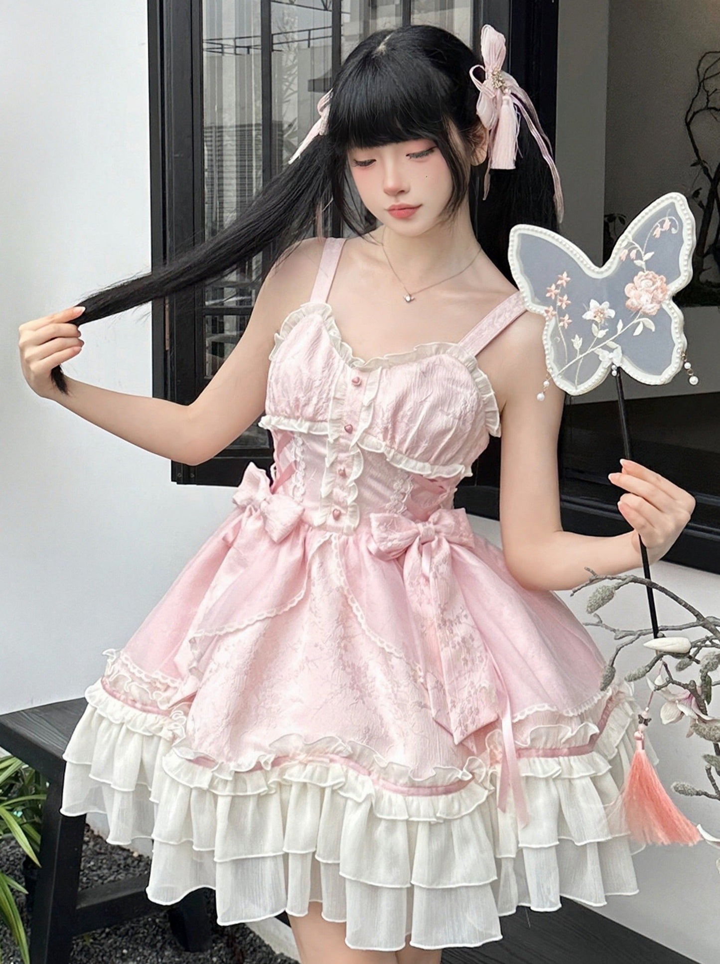 Light Lolita Suspender Dress + Short Shawl