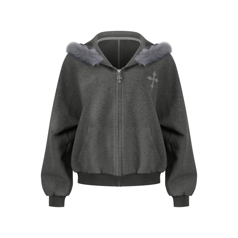 Cross Fur Hooded Jacket + Pants