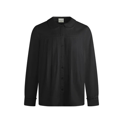 Doll Collar Pleated Cotton Blouse
