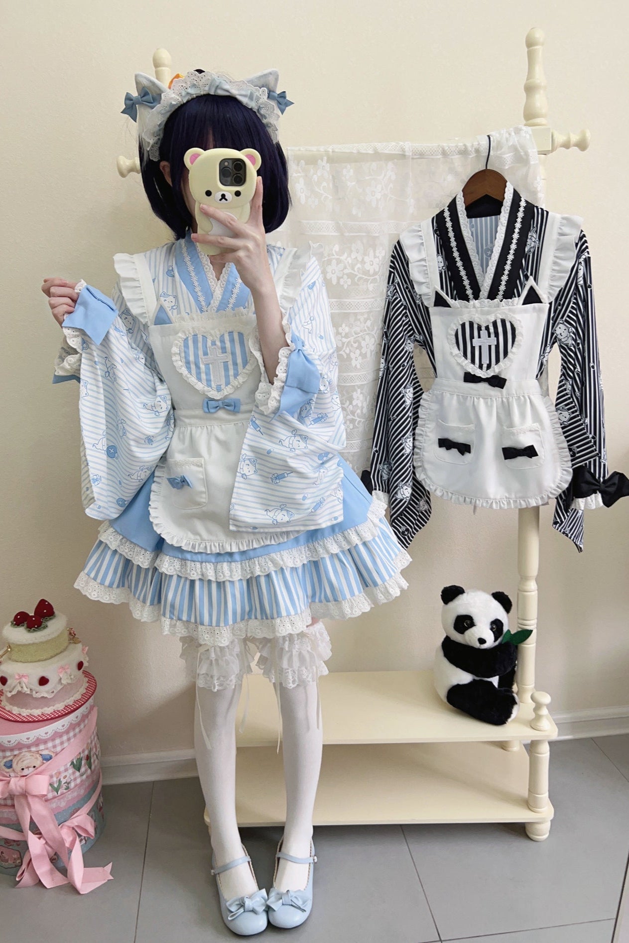 Medical Japanese Style Maid Stripe Lolita