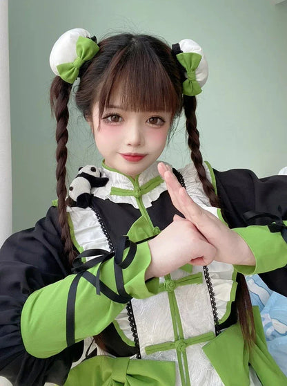 Chinese-style Red Panda Maid Lolita Dress + Accessories