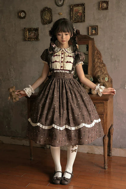Doll Collar Brown Retro Princess Lolita Dress