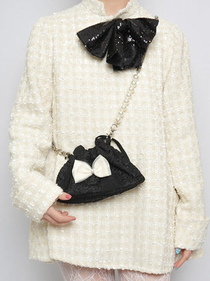 Pearl Ribbon Shoulder Chain Mini Bag