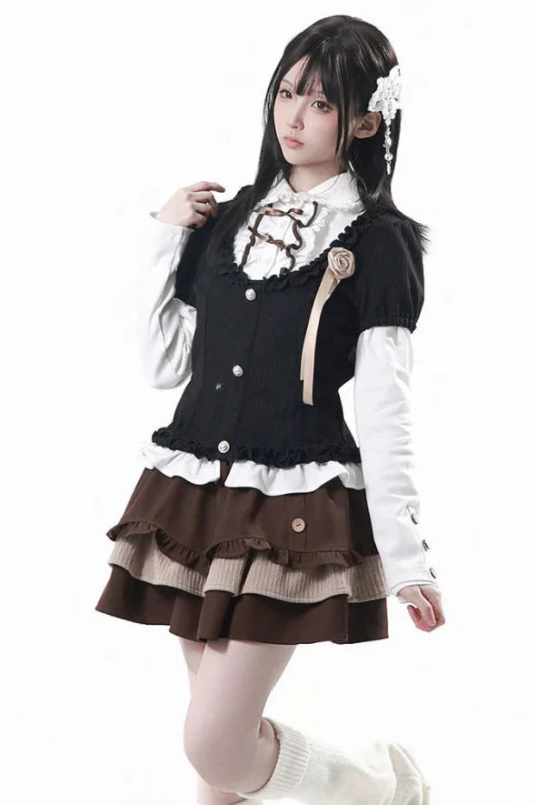 College Lace Top + Tiered Skirt