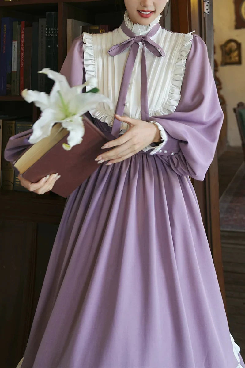 Wind Purple Lace Lantern Dress