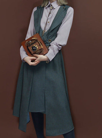 Steam Retro College Style Suit Collar Sleeveless Vest Dress [short/long]