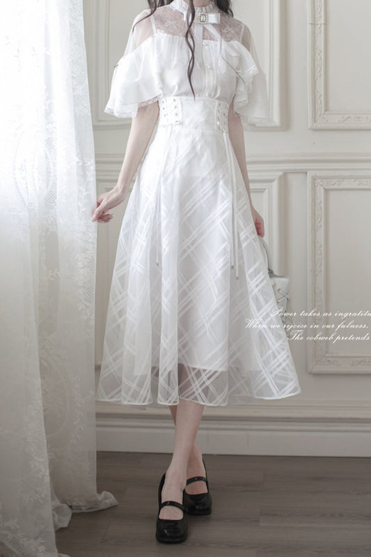 [pre-order] White Clear Top + Long Skirt + Ribbon