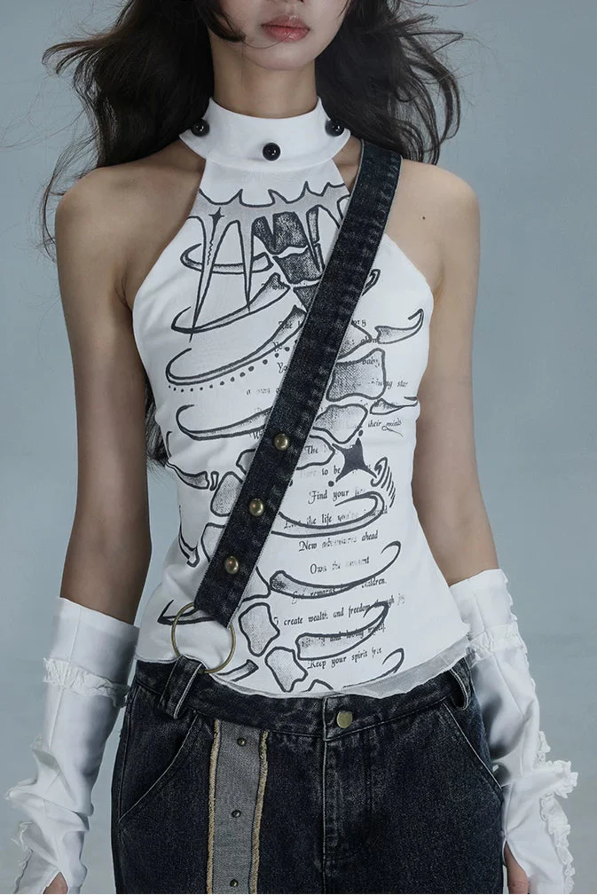 Y2k Sleeveless High Neck Top