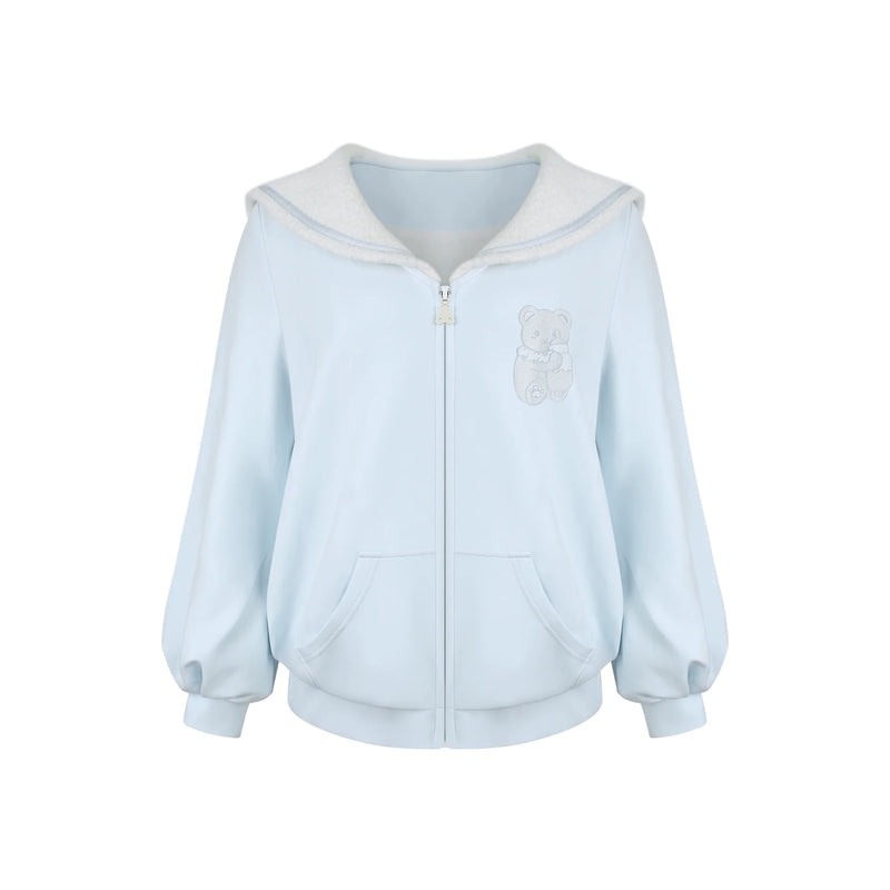 Milk Blue Sporty Hoodie + Halter Neck Suspender + Sports Shorts